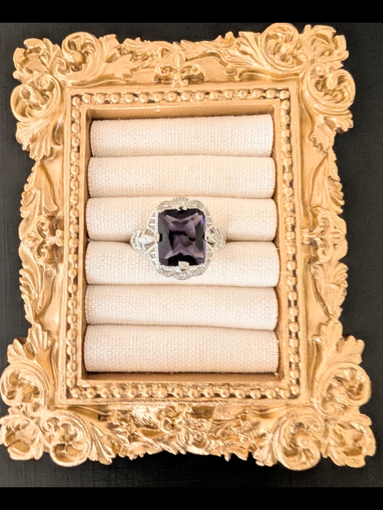 Gothic Silver Ring Jewelry - Gothic Style .925 Silver Ring with Purple Glass Gem